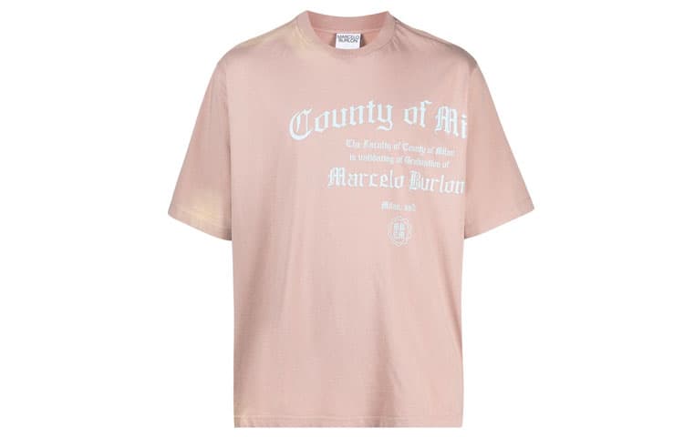 Marcelo Burlon T Shirts Pink Crew Neck Moderate Straight Fit Pink