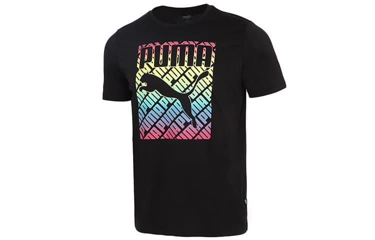 PUMA TShirts Black Crew Neck Moderate Straight Fit