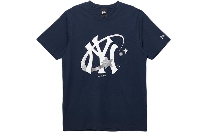 New Era T Shirts Navy Blue Crew Neck Moderate Straight Fit Navy Blue
