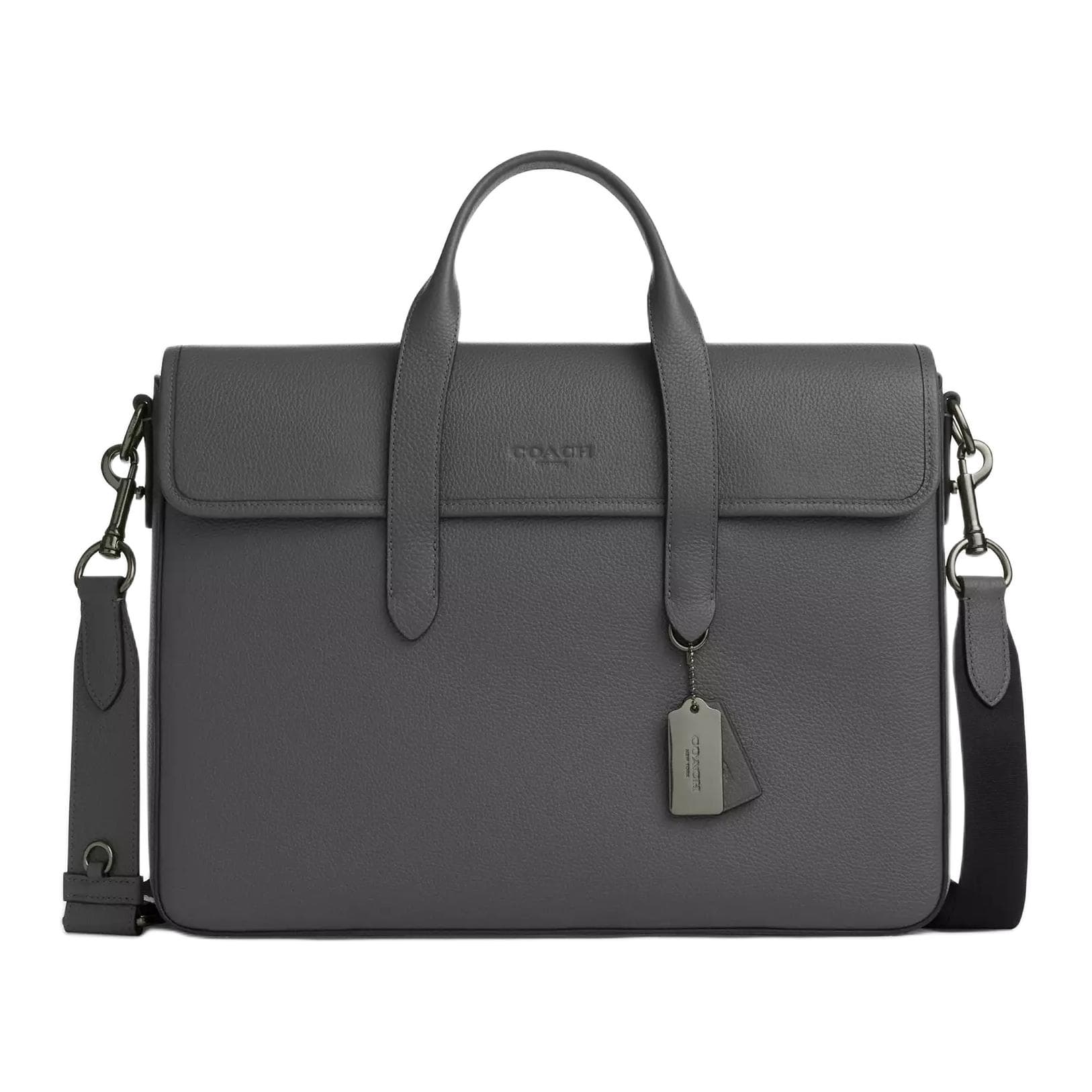 COACH Sullivan Litchi Grain One Shoulder Handbag Large Charcoal Gray Basic Set (Bag+Dust Bag)