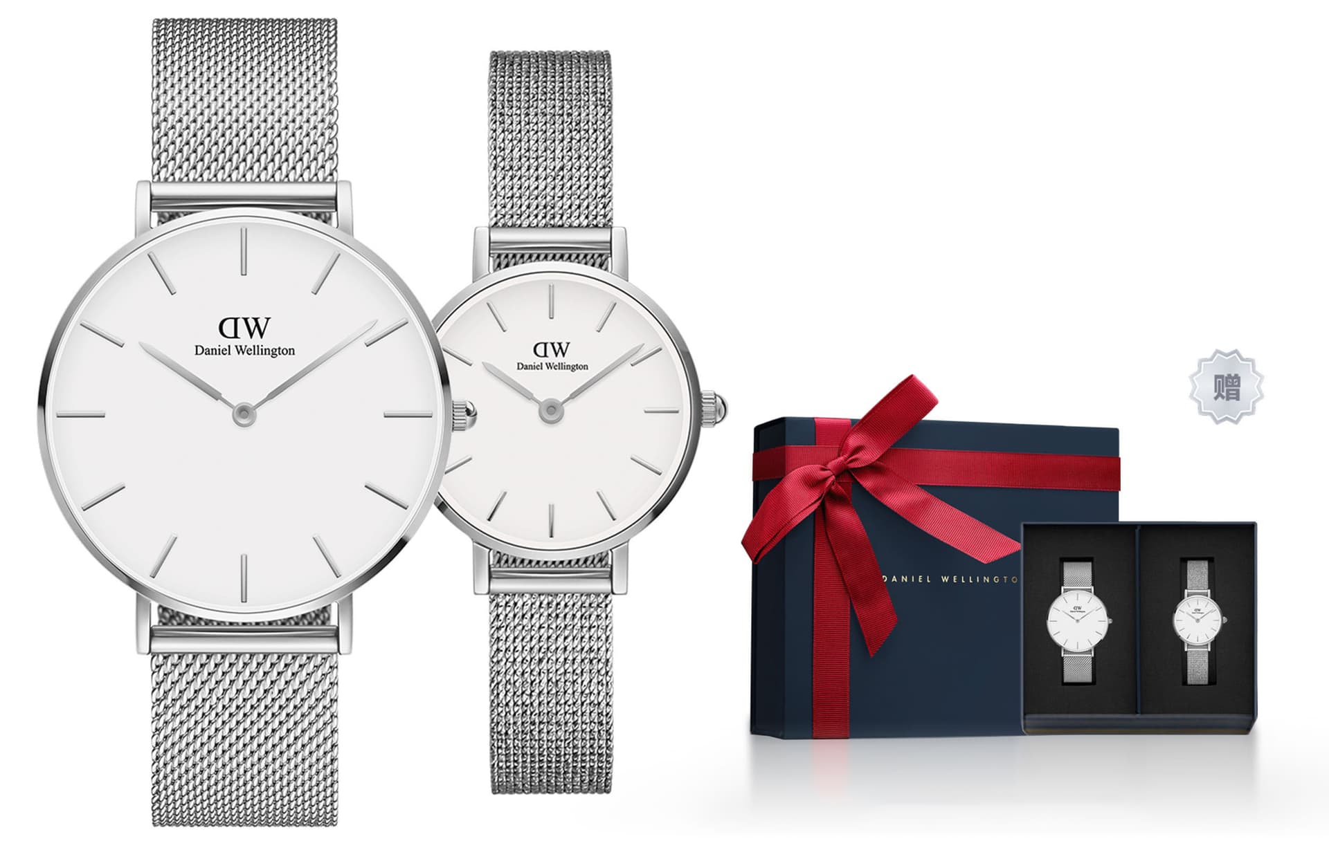 Daniel Wellington PETITE Collection Wrist Quartz Movement Stainless Steel Watchband 36&24MM White Dial