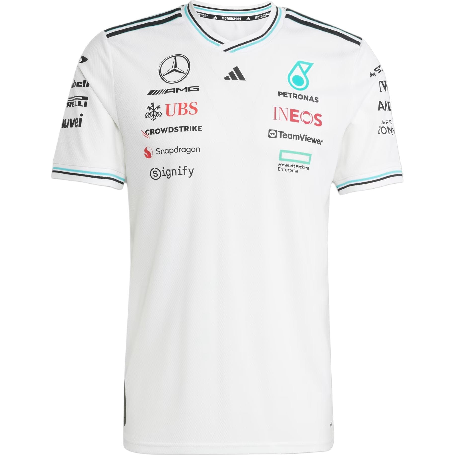 Adidas x MERCEDES AMG PETRONAS F1 TEAM DRIVER JERSEY AUTHENTIC T Shirt White/Black