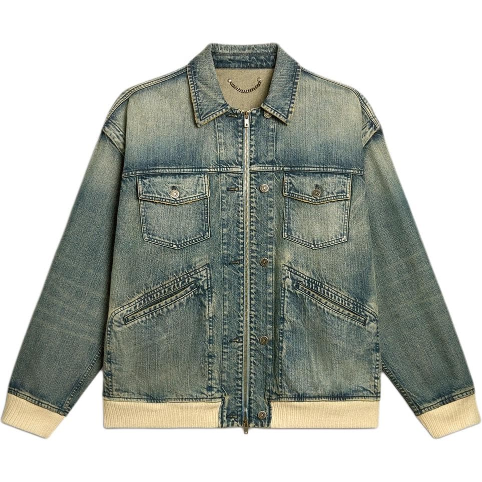 Golden Goose Deluxe Brand Zip Up Denim Jacket Blue