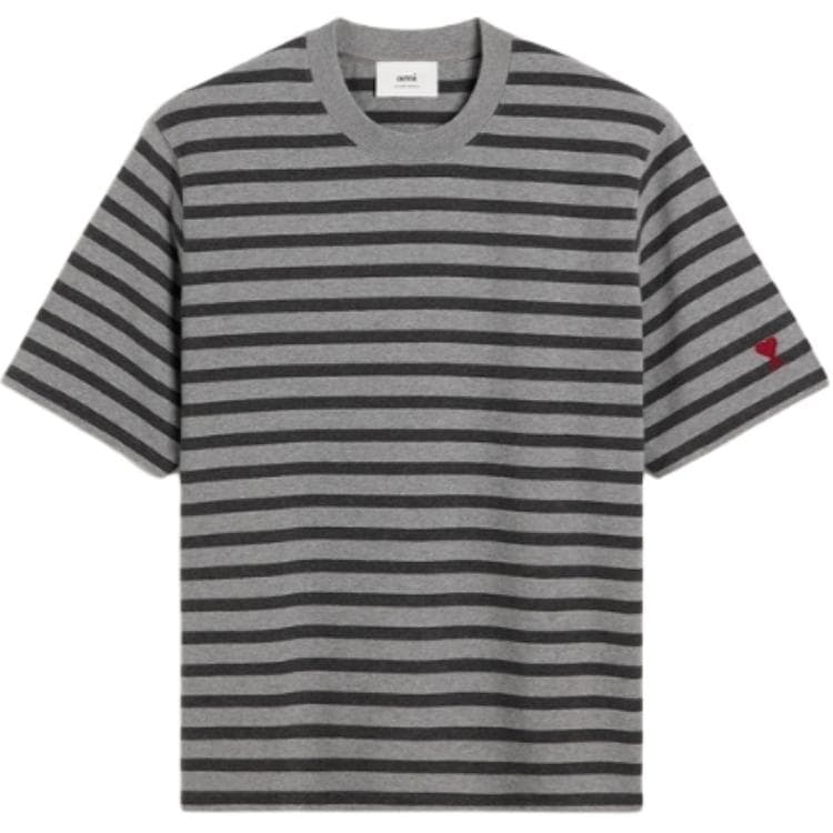 Ami Alexandre Mattiussi Striped Crewneck T-Shirt Dark/Light Gray