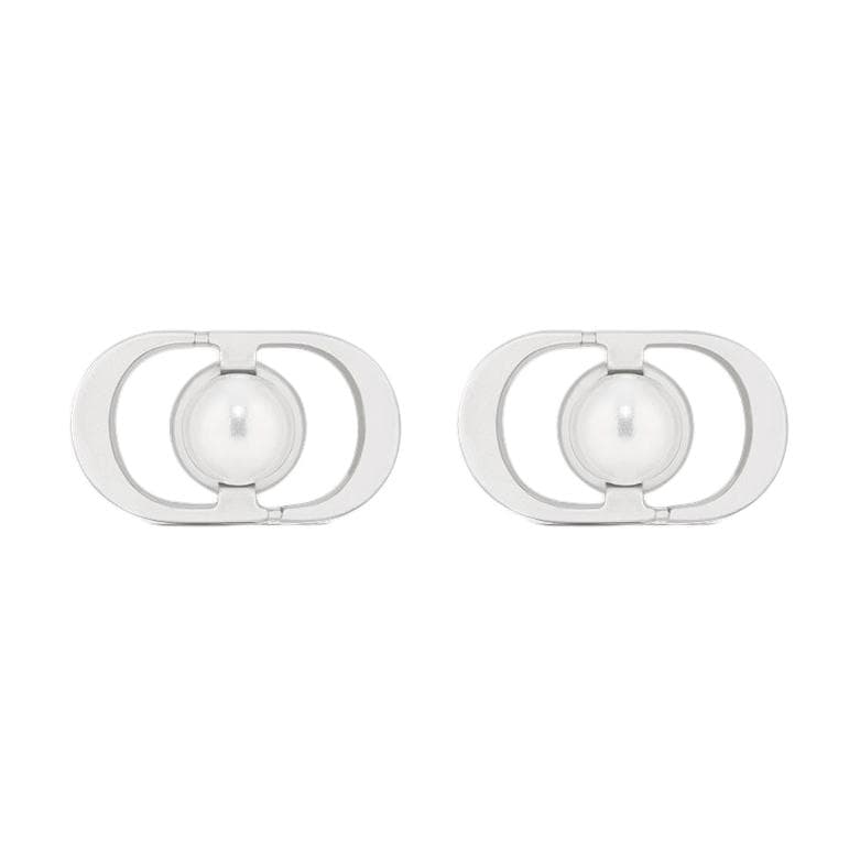 DIOR Original Design Metal Stud Earrings Silver Silver
