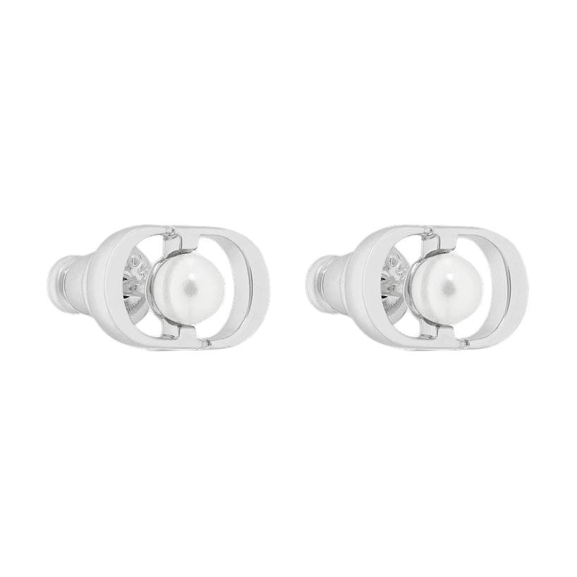 DIOR Original Design Metal Stud Earrings Silver