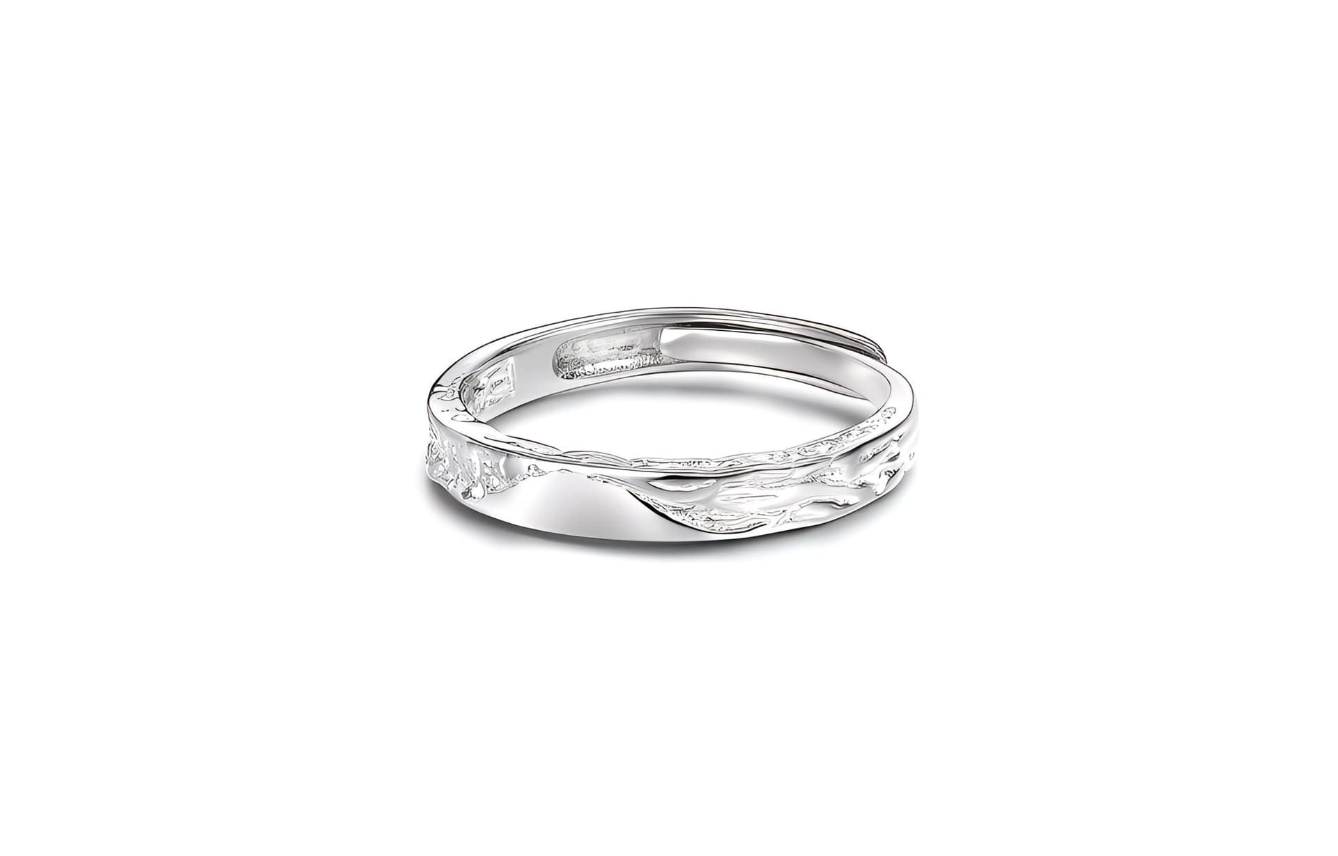 Muyan S999 Fine Silver Ripple Heartbeat Ring