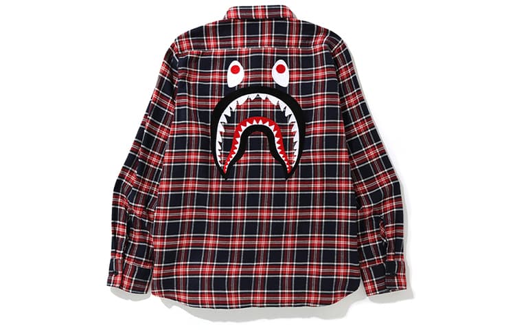 Bape Shark Flannel Check Shirt FW19 Red