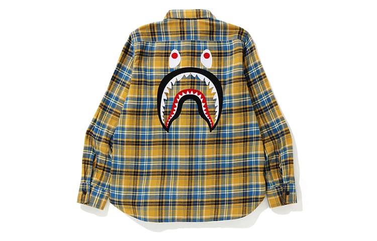 Bape Shark Flannel Check Shirt FW19 Yellow