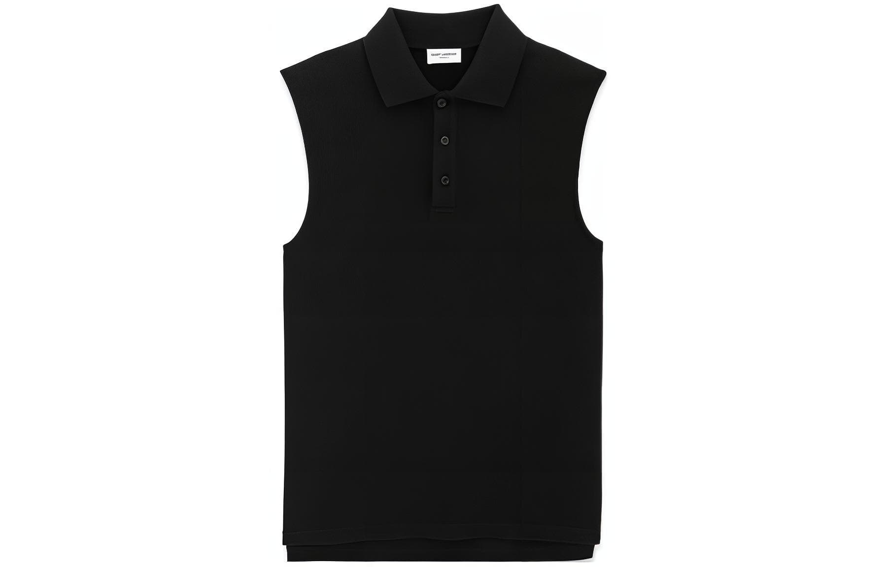 SAINT LAURENT Cassandre Sleeveless Polo Shirt Black