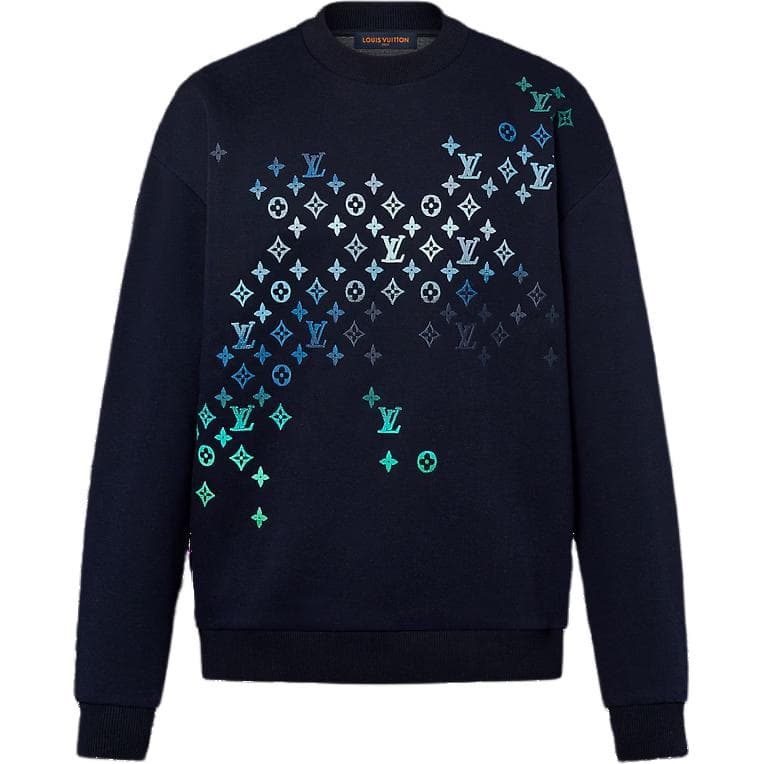 LOUIS VUITTON 1AFVIV Embroidered Cotton Sweatshirt Blue