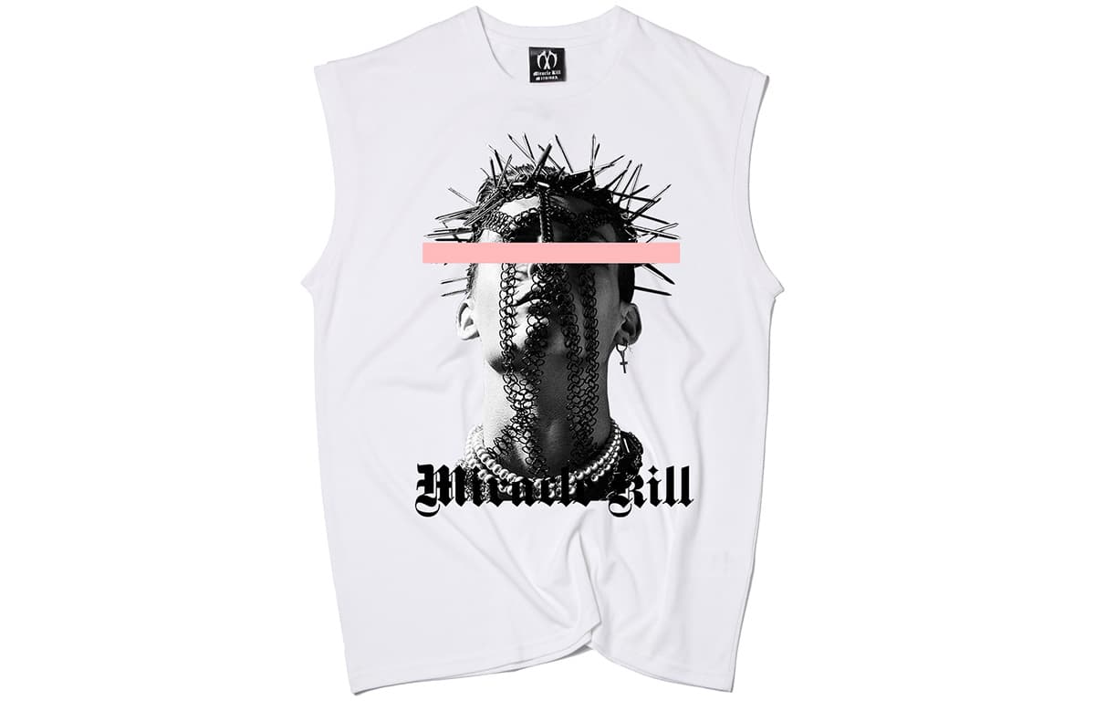 MIRACLE KILL Tank Tops Crew Neck Moderate Other White Pink