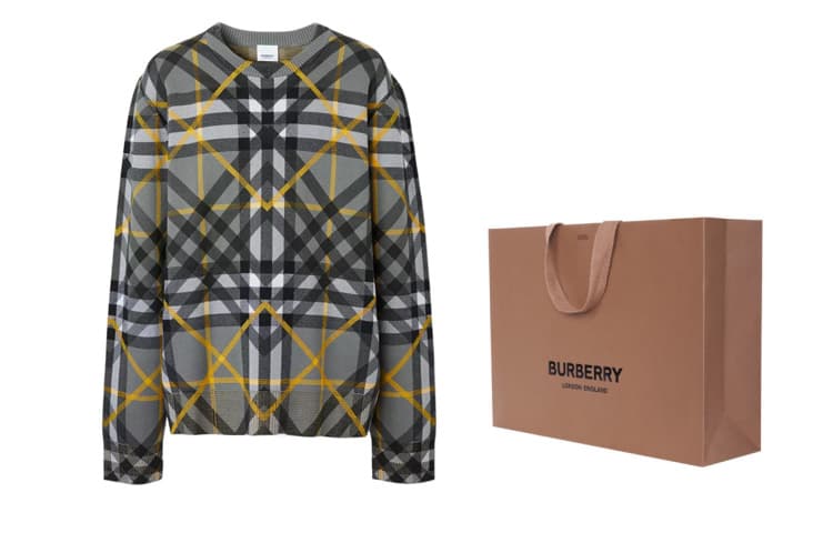 Burberry Men Layered Check Cotton Jacquard Jumper