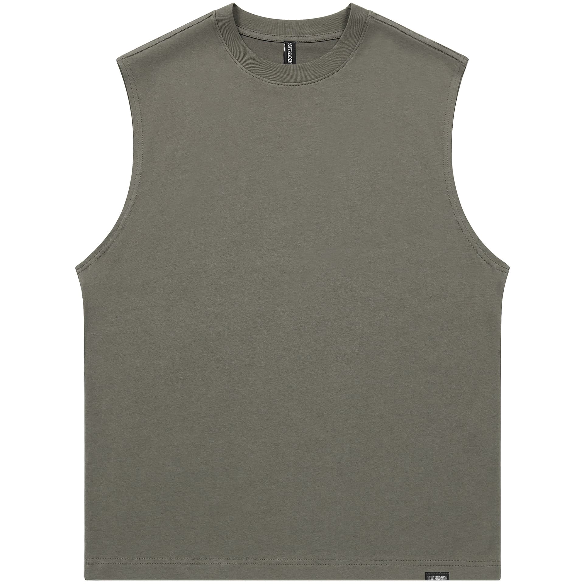 ZMOH Tank Tops Crew Neck Moderate Straight Fit Taupe