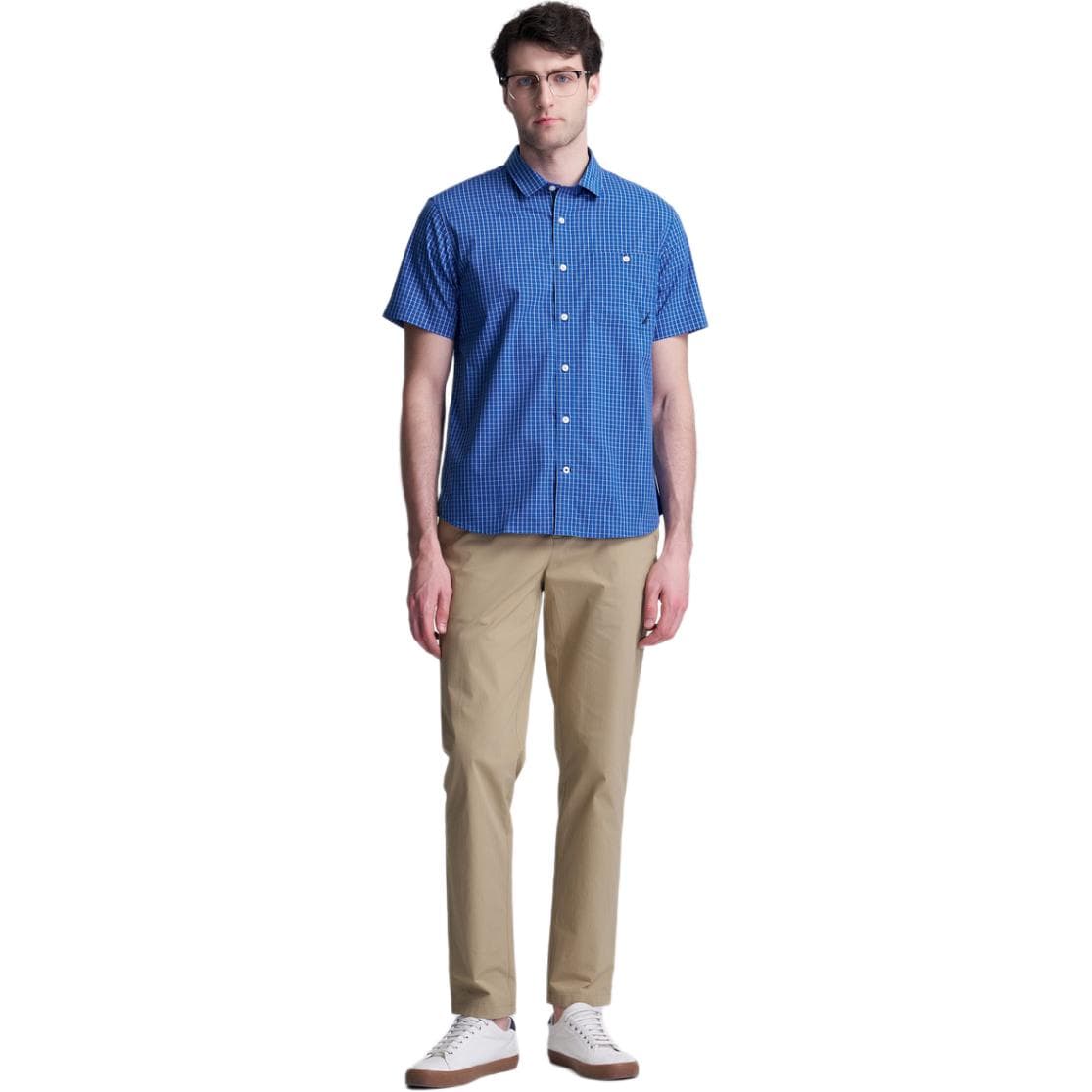 NAUTICA Shirts Lapel Moderate Other Marine Blue