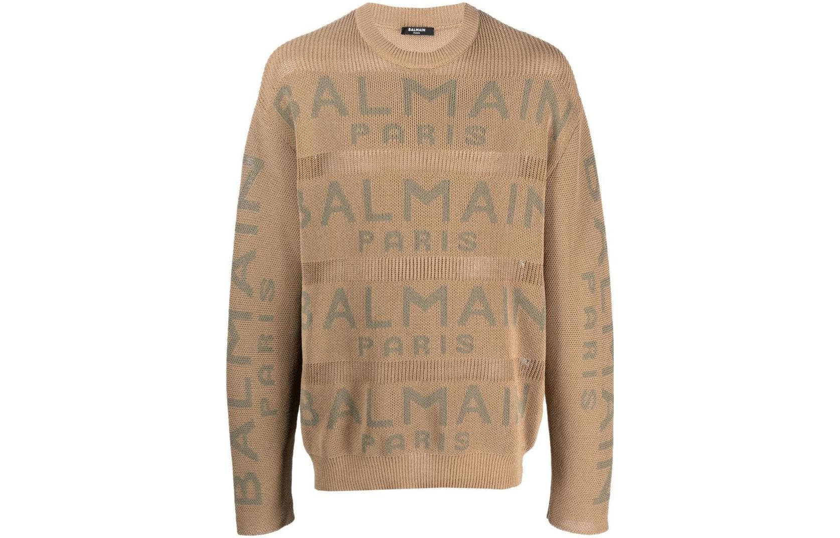 Balmain allover logoprint jumper Brown