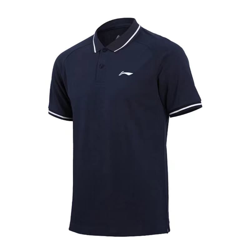 Li Ning Polo Shirts Blue Polo Collar Moderate Straight Fit Blue