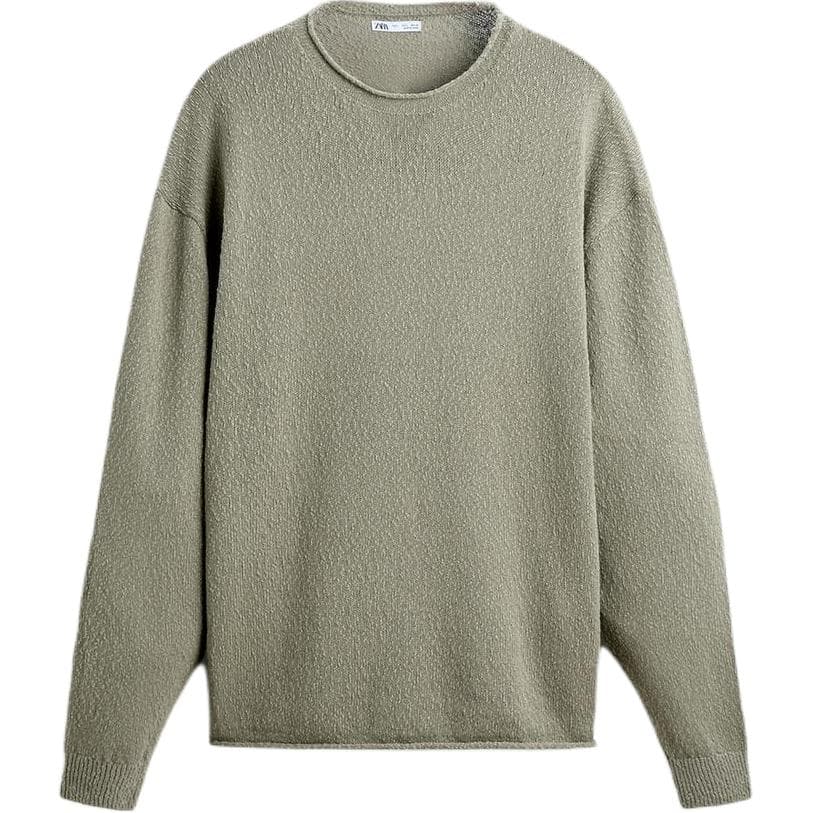 ZARA Knitwear Crew Neck Moderate Other Gray Green