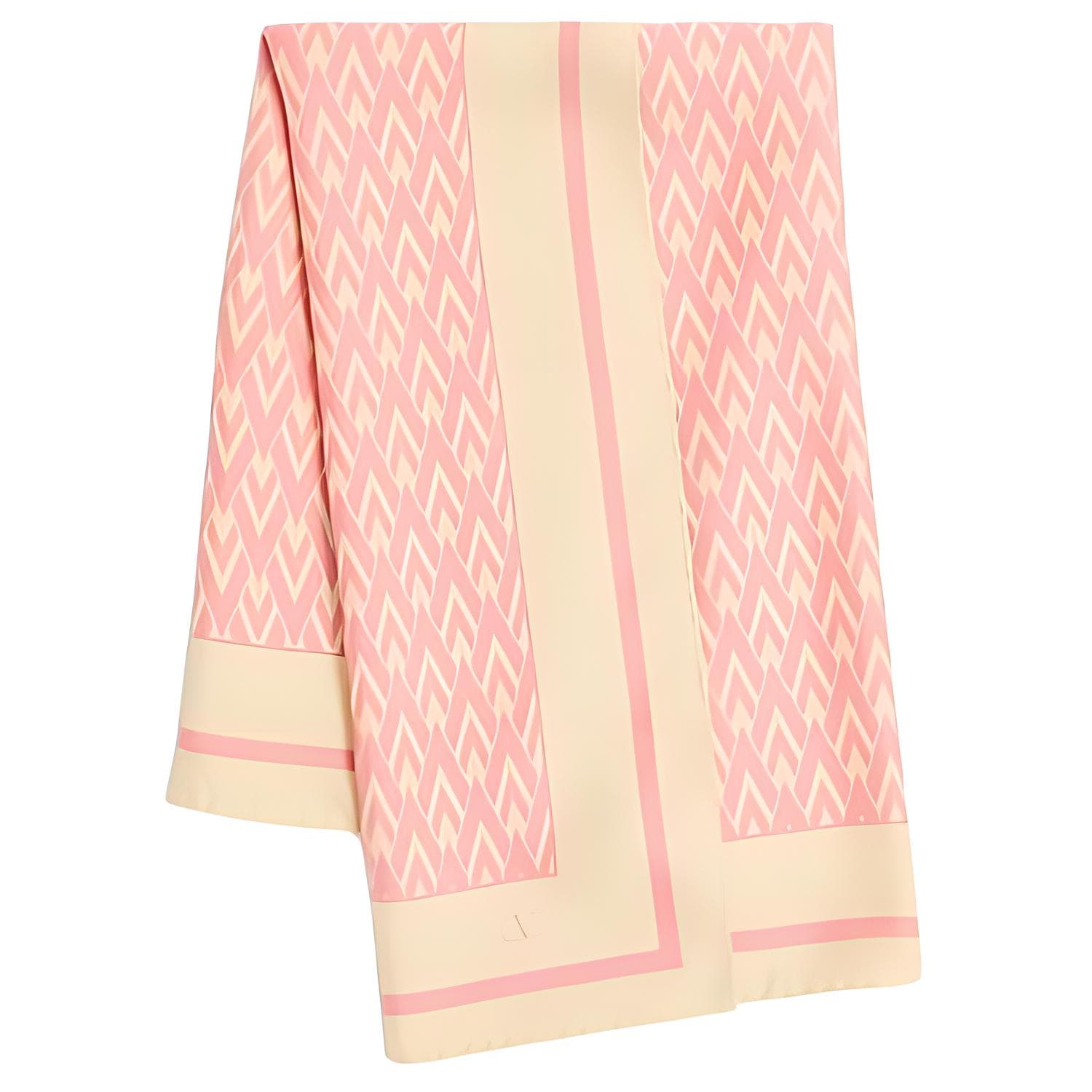 Valentino Toute La V Frayed Edge Scarf Beige Yellow/Pink