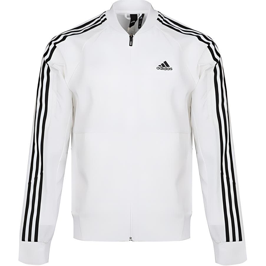 Adidas Jackets White Baseball Collar Moderate Straight Fit