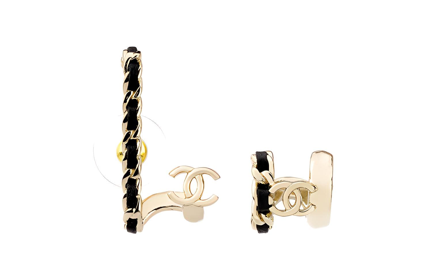 CHANEL Clip On Earrings Black Gold Black Gold