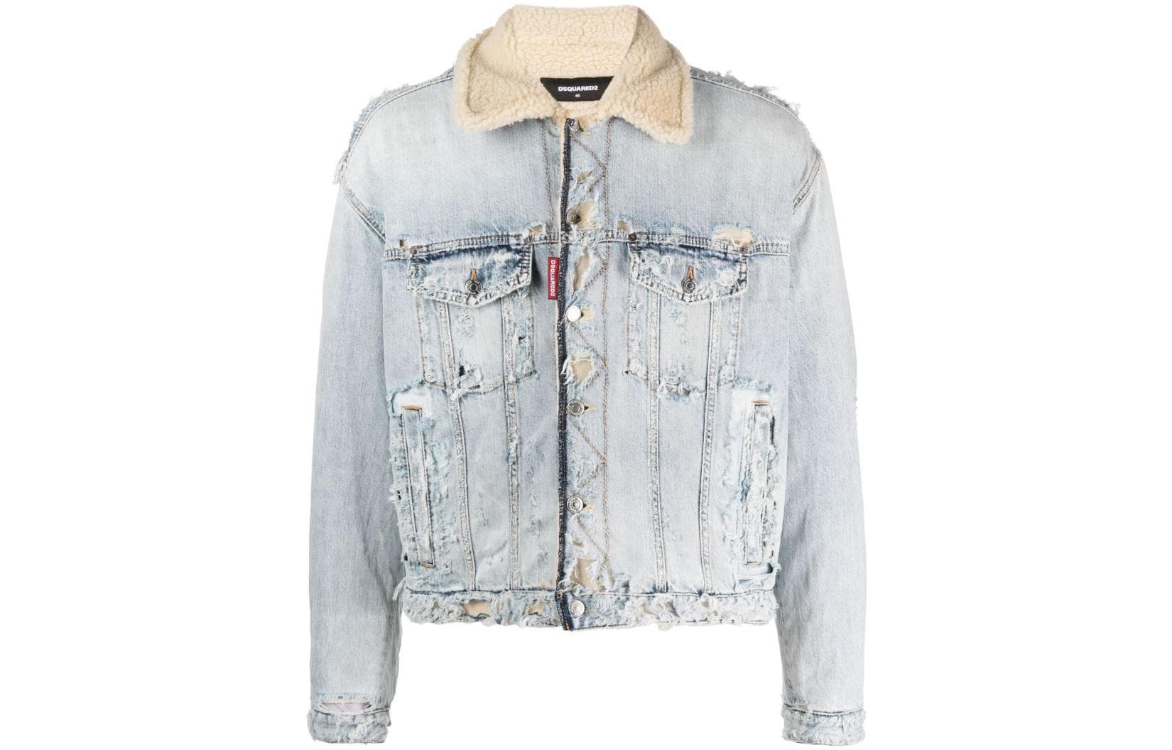 DSQUARED 2 Button Up Distressed Denim Jacket Blue