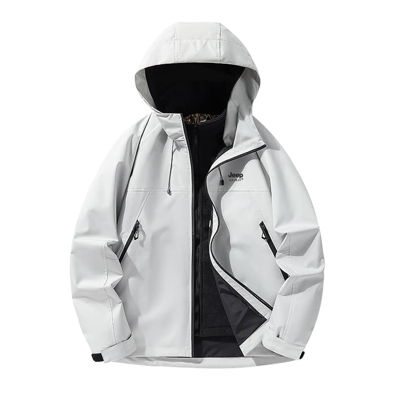 JEEP SPIRIT Thermal, Resistant, Waterproof, Windproof Windbreaker Jacket Gray White