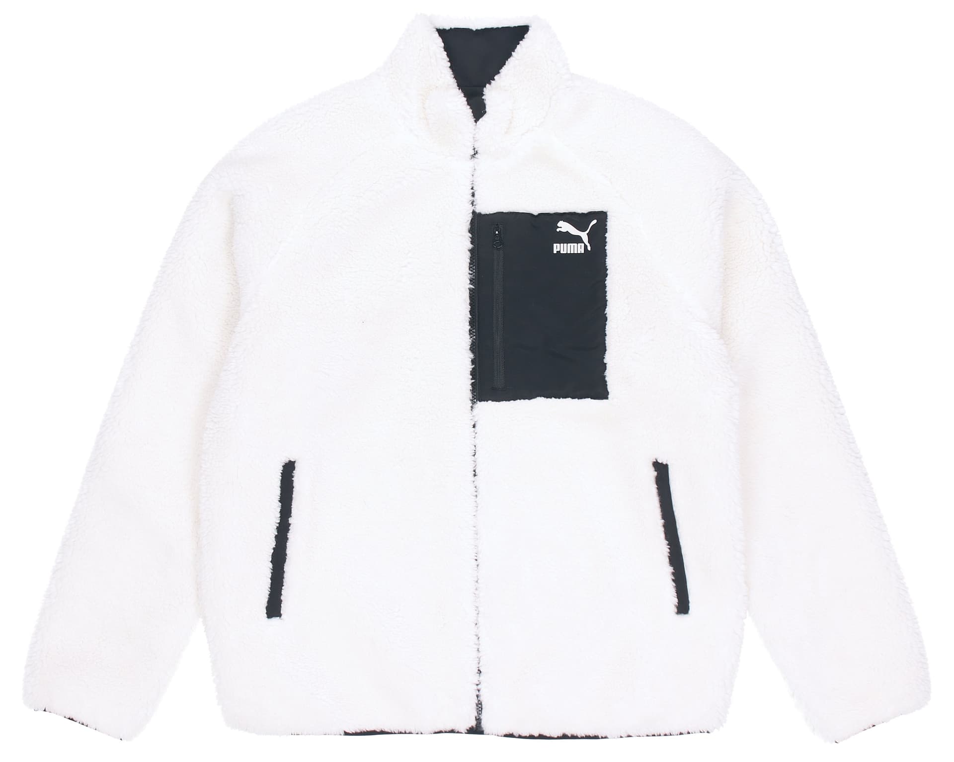 PUMA T7 Fleece Jackets White Stand Collar Thickened