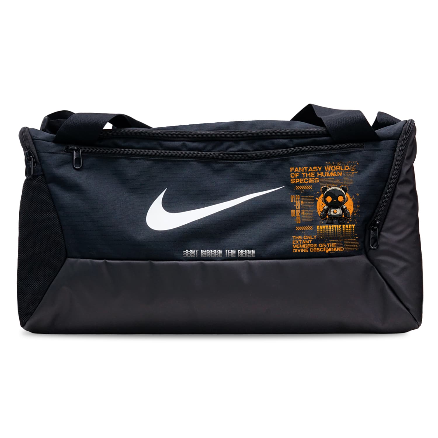 Nike Fabric Bag Gym Bag Camping Bag Travel Bag Black Distressed Cyber Panda