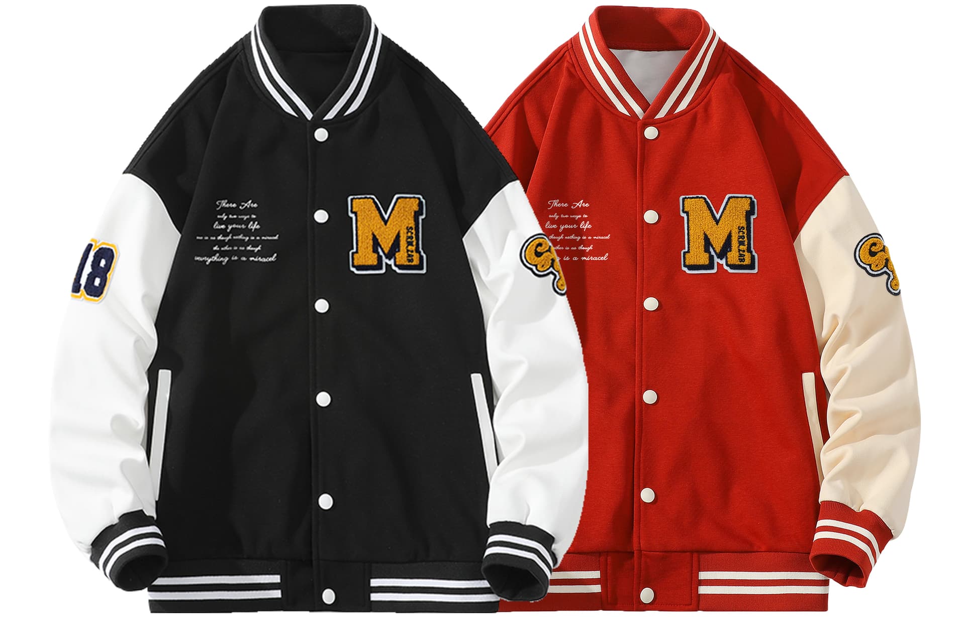 SCRM Baseball Jerseys Baseball Collar Moderate Straight Fit 2 Pack (Black+Red)