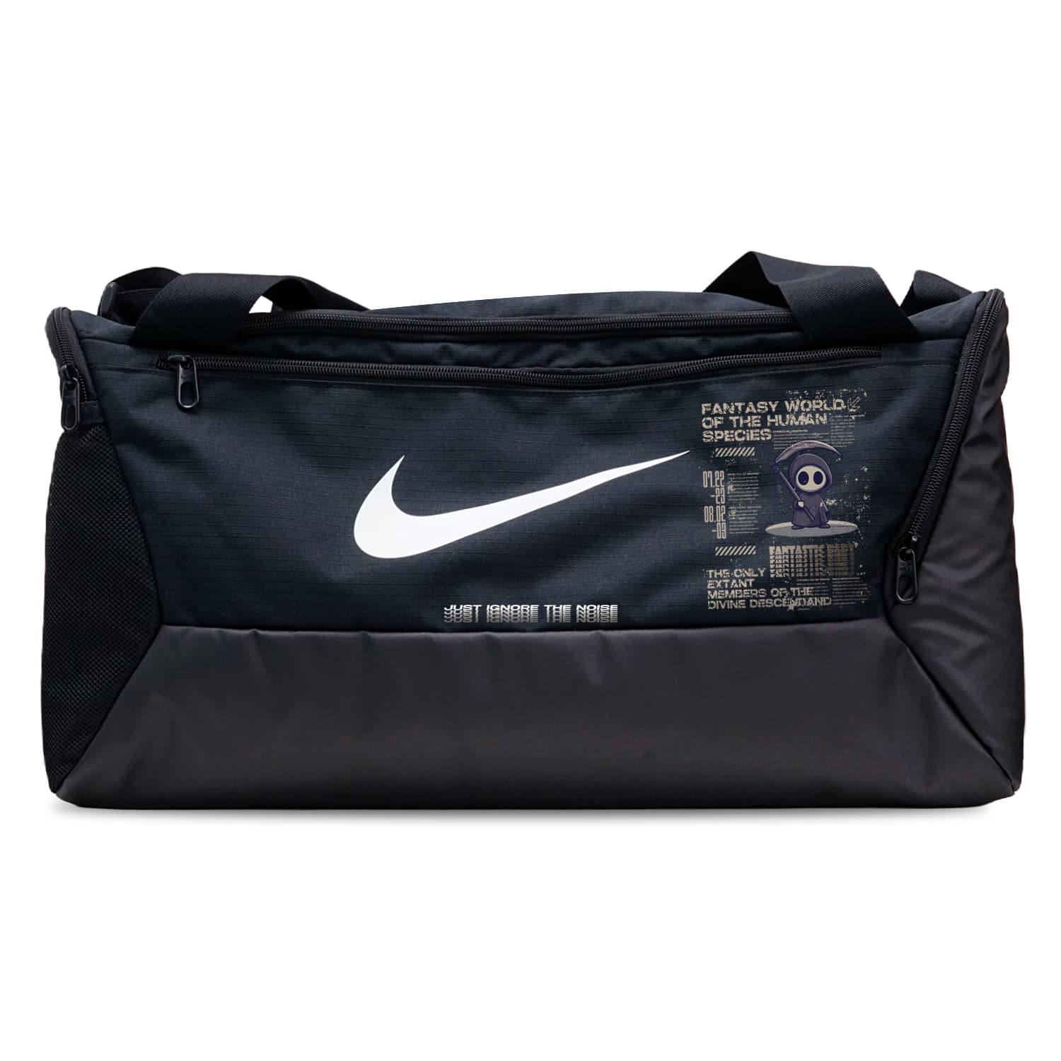 Nike Fabric Bag Gym Bag Camping Bag Travel Bag Black Distressed Trainee Bleach