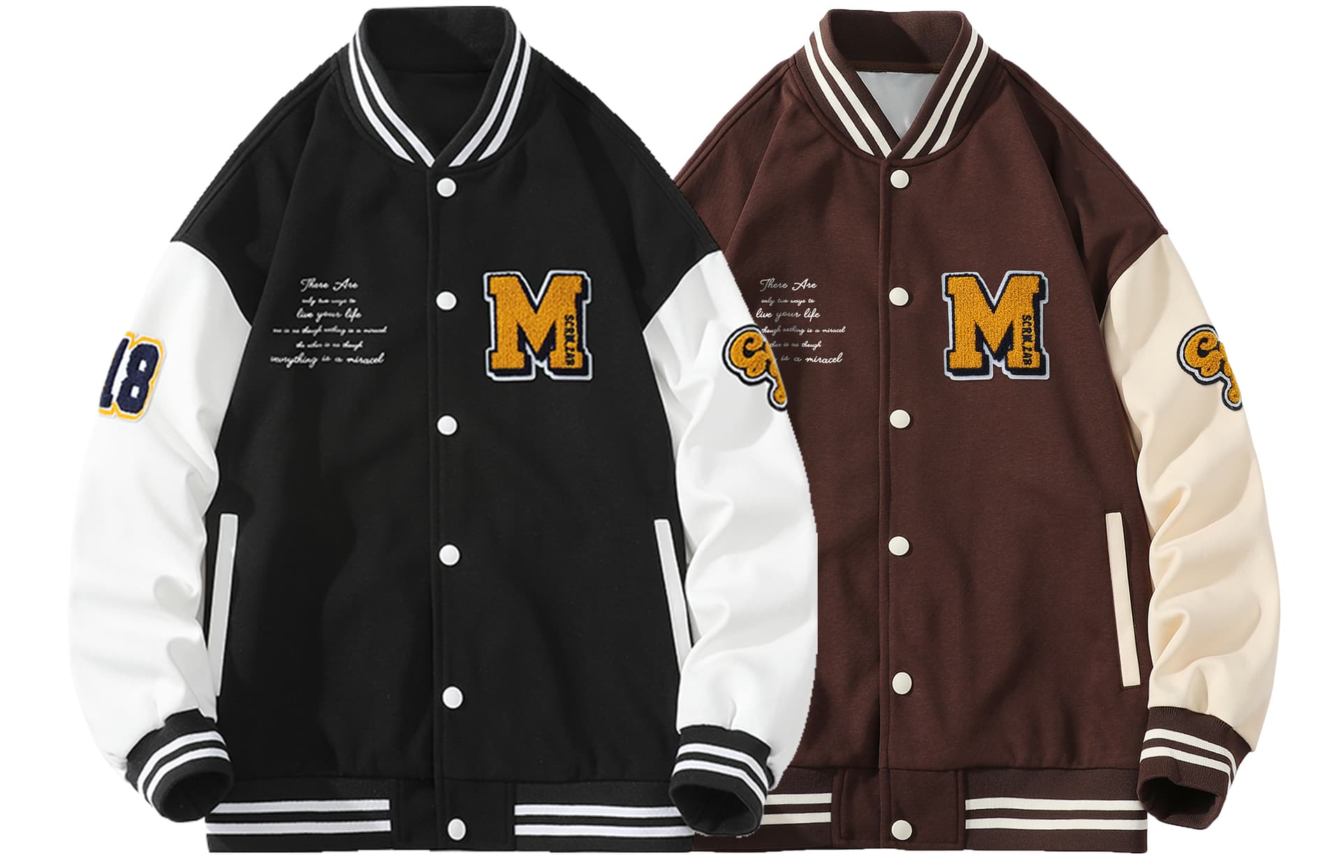 SCRM Baseball Jerseys Baseball Collar Moderate Straight Fit 2 Pack (Black+Coffee)