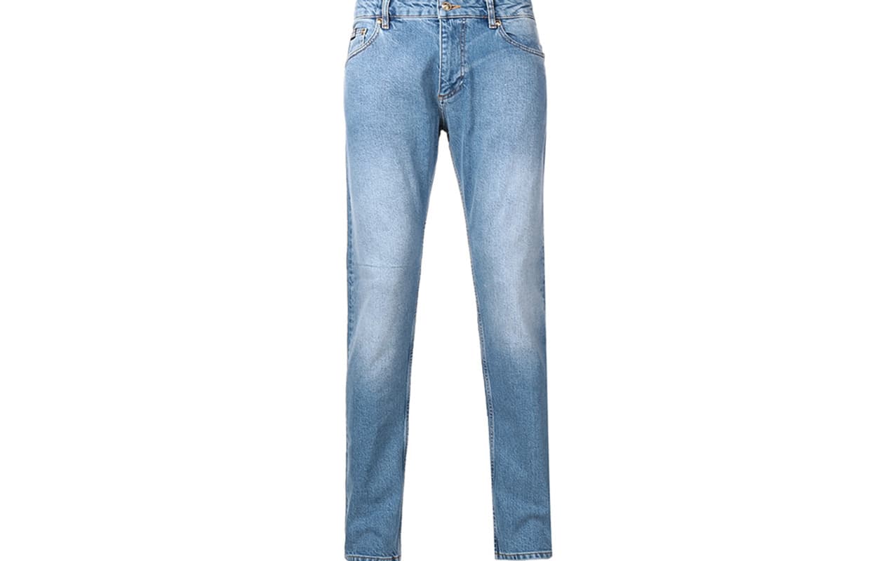 VERSACE JEANS COUTURE Cotton Tapered Jeans Light Blue Light Blue