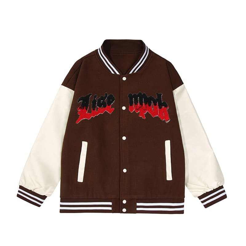 LISENPOK Baseball Jerseys Baseball Collar Moderate Straight Fit Coffee