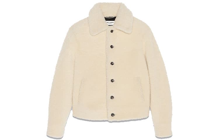 SAINT LAURENT SS22 Fur Coat Beige Yellow Beige Yellow