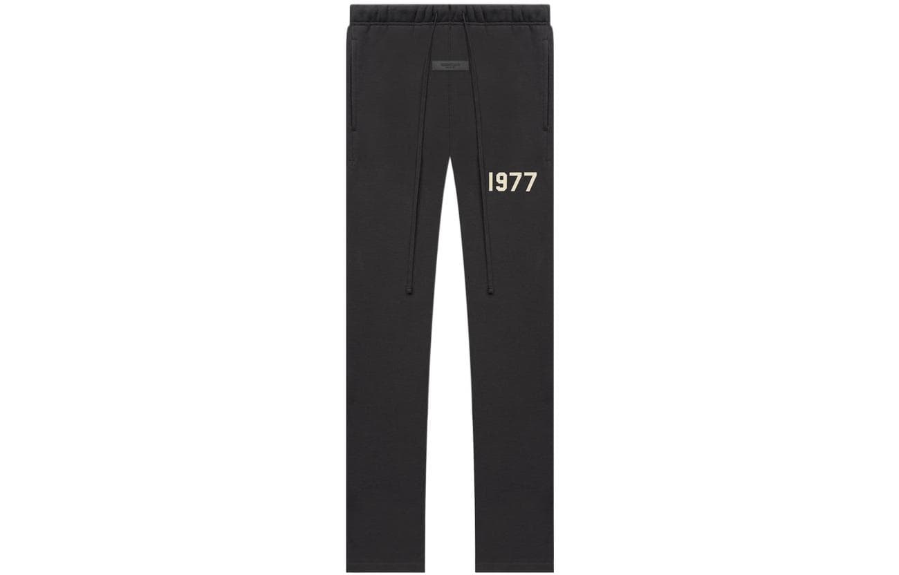 Fear Of God Essentials 1977 SS22 Relaxed Sweatpants Iron Logo Flock Straight Fit Fleece Lined American