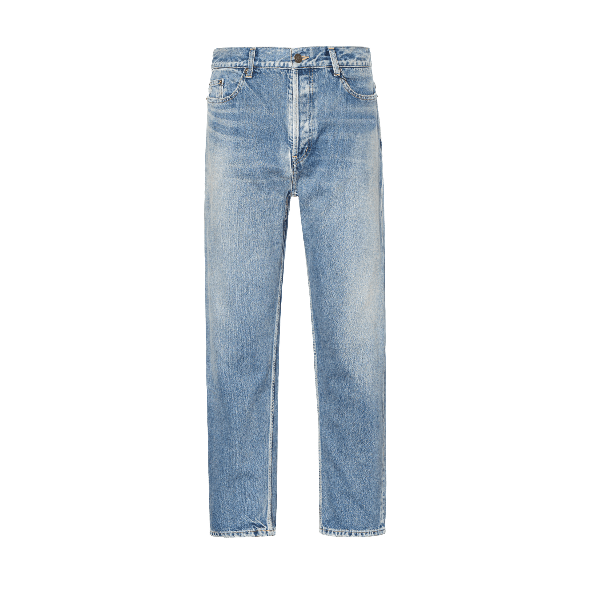 SAINT LAURENT High Waist Cropped Jeans Blue