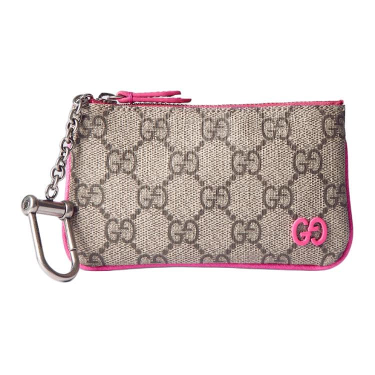 GUCCI Decoration Key Pouch Pink & Beige Basic Set (Bag+Dust Bag)