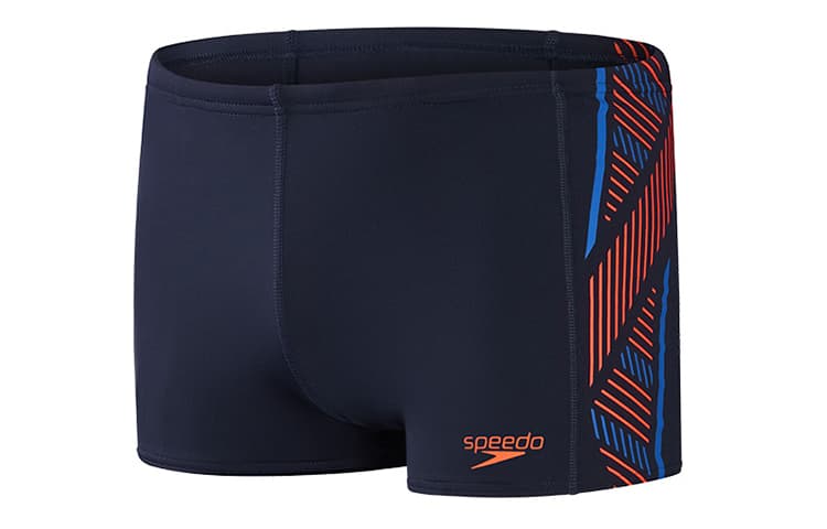 Speedo Swimming Moderate Square Leg Swim Trunks Dark Blue/Orange