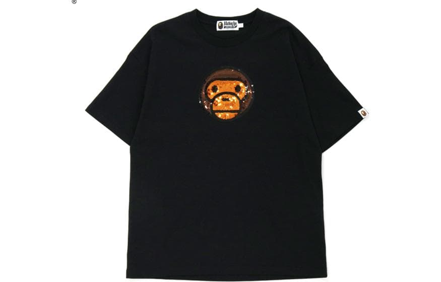 A BATHING APE T Shirts Crew Neck Moderate Straight Fit Black