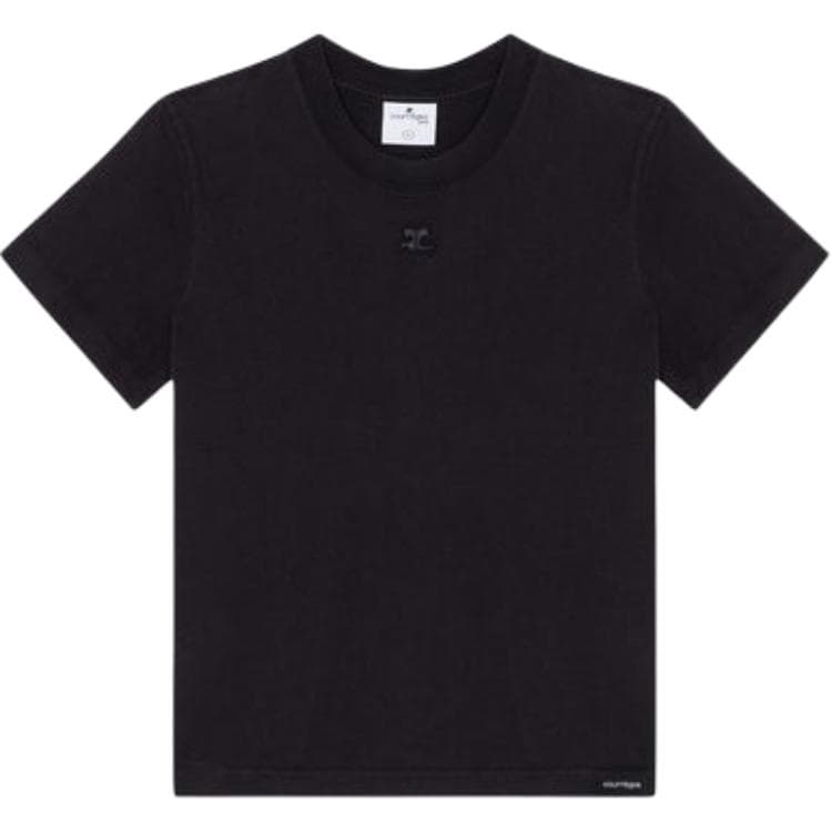 Courrèges Logo Patch Crewneck T Shirt Gray