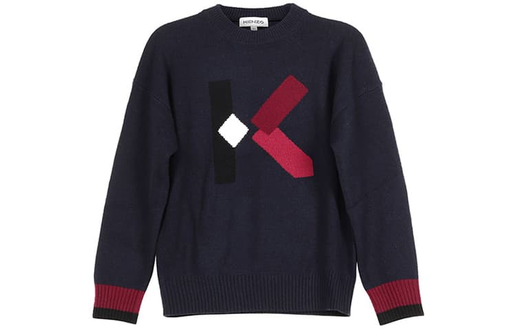 KENZO Sweaters Marine Blue Crew Neck Moderate A Line Marine Blue