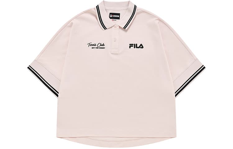 FILA FUSION Polo Shirts Dirty Peach Pink Polo Collar Moderate Straight Fit Dirty Peach Pink