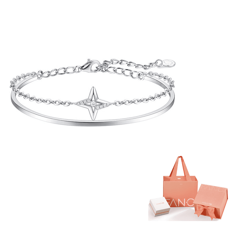 FANCI 925 Silver Set With Precious Stones Bracelets Star Bright Bangle