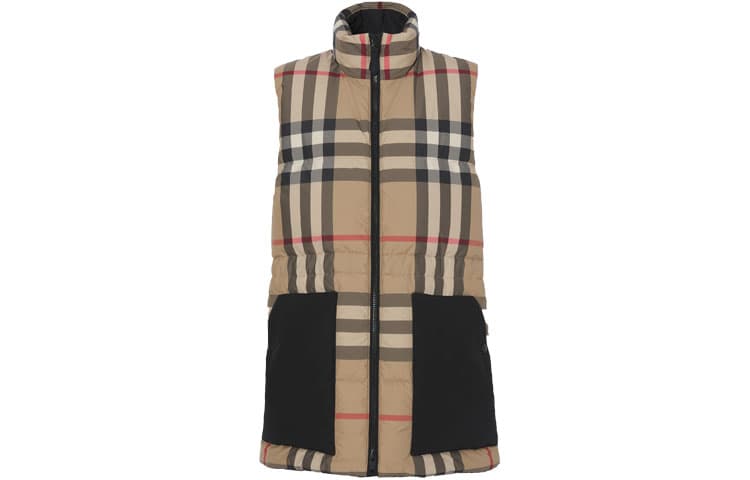 Burberry Down Vests Archive Beige Stand Collar Moderate Nippedin Waist