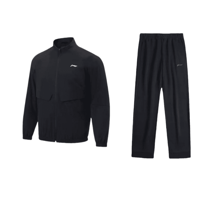 Li Ning Fitness Series Sportswear Black Set (Black + Black Pants)