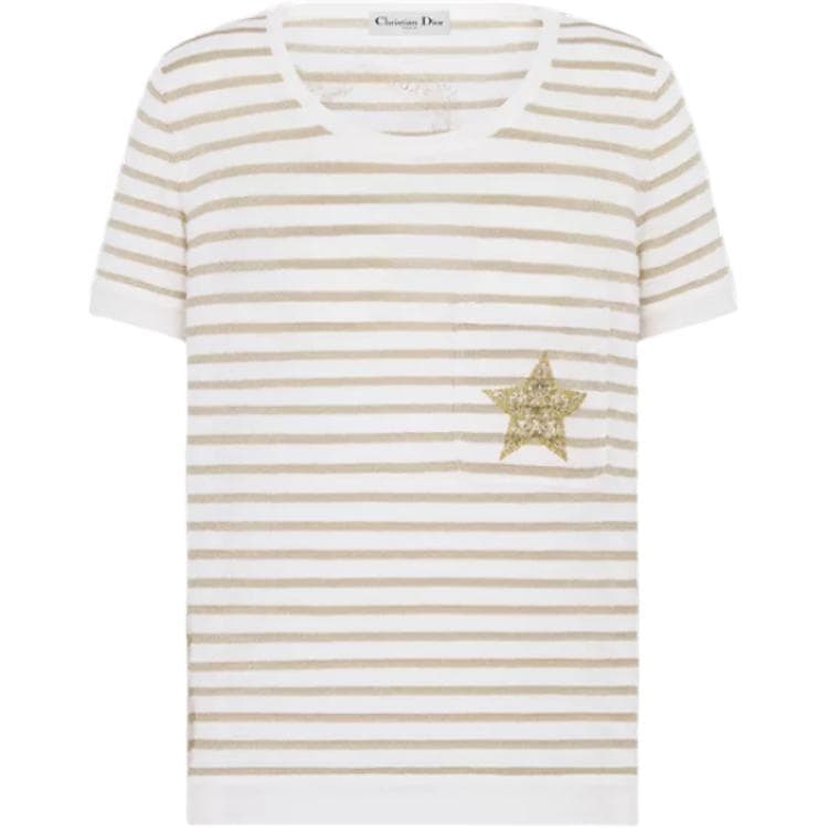 DIOR SS25 T Shirt White Gold
