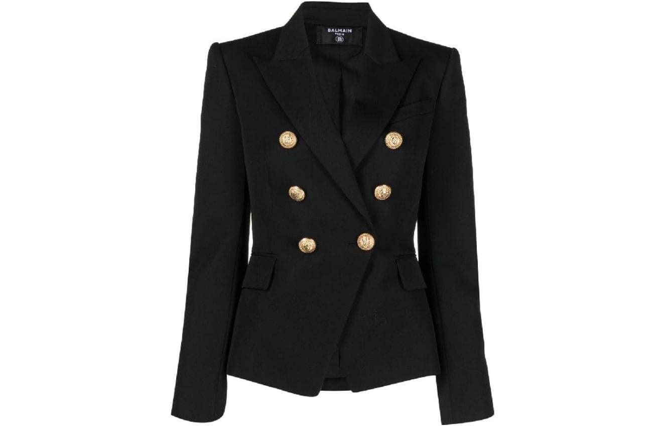BALMAIN Button Embellished Tailored Blazer Black