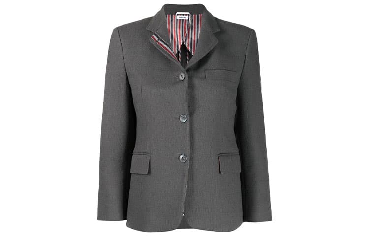 THOM BROWNE Business Suits Dark Gray V Neck Moderate Dark Gray