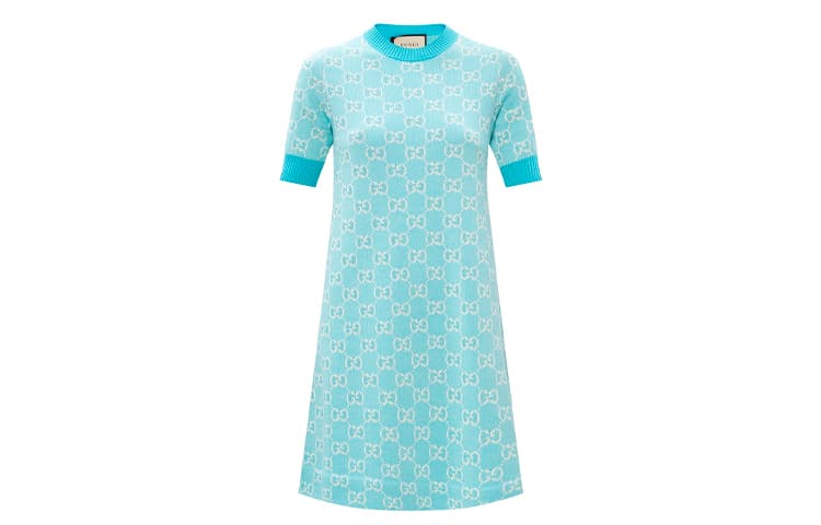 GUCCI Short Sleeved Dress Light Blue